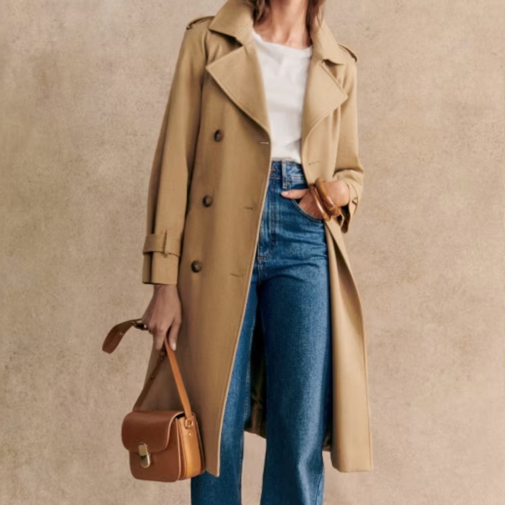 NWOT Sezane Scott Trench Coat in Camel
